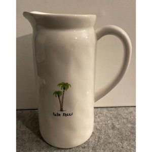 Rae Dunn Pitcher With a Palm Tree Motif  8.5 x 4..3 Inches  #1577